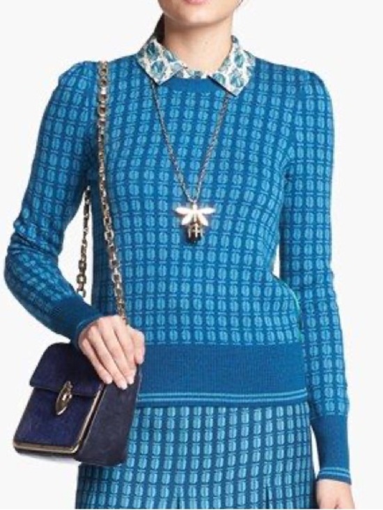 Tory Burch Sweaters - Tory Burch "Walda" Wool Silk Sweater Beatles Novelty Geek Chic Preppy retro